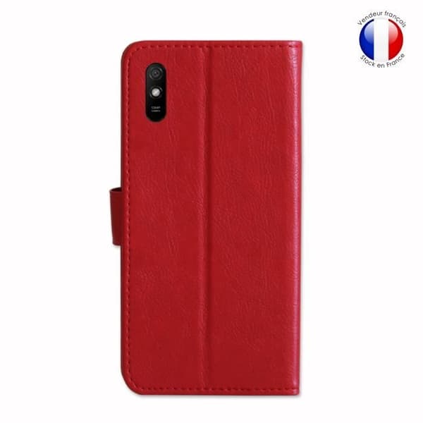 Plånboksfodral - Xiaomi - Redmi 9A - Röd läder - Videostöd - Magnetisk Röd