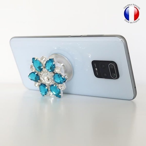 Vikbar mobiltelefonhållare för TP-Link Neffos A5 Super Diamond Design - Turkos & vit diamant Turkos