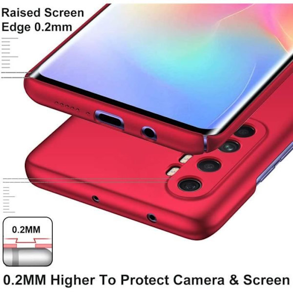 Xiaomi Mi Note 10 Lite Fodral, Röd Mycket tunt skyddande hårt skalfodral för Xiaomi Mi Note 10 Lite YW41488