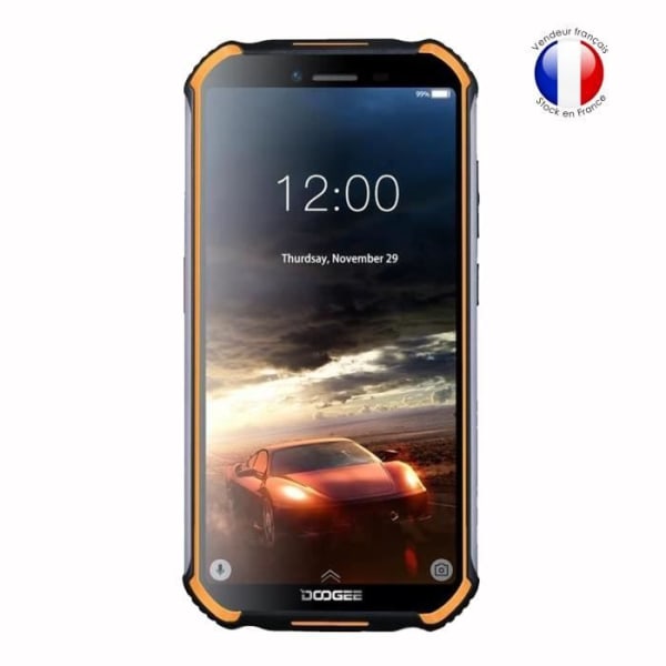 Super Pack Shockproof Blue Bumper Case til Doogee S40 med 1 MAXIMUM hårdhed beskyttende hærdet glas