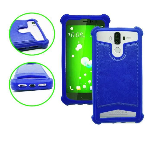 Wiko Cink Peax Blue læder-stil bagcover med anti-shock silikone gel konturer fra PH26®