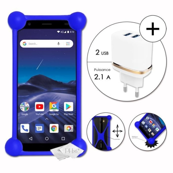 Coque bumpereita - Logicom - Le Moov 2 - Iskunkestävä - Silikoni - Ultra kestävä Blå