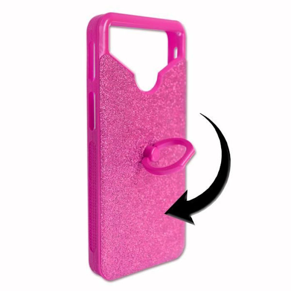 Huawei Nova 2 Plus PACK Pink rhinestone bag cover with ring + 2 tempered glasses MAXIMUM Hardness