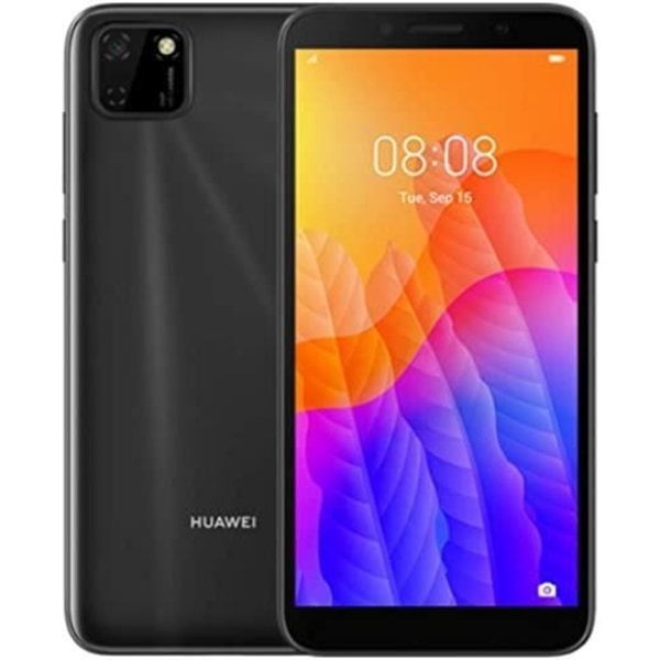Coque Extra Slim - SORT - Huawei Y5P - Øko Læder - Magnetisk Lukning - Synlige Sømme Svart