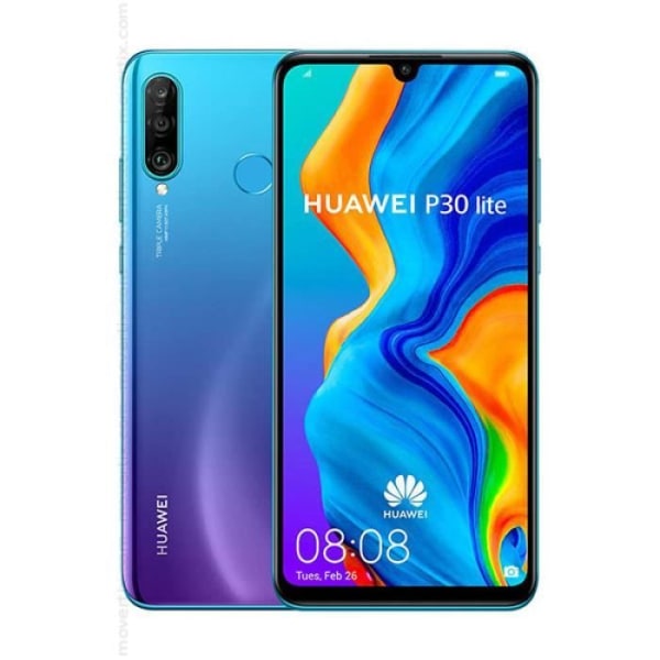 Etui til Huawei P30 Lite Extra Slim X2 Windows i kvalitets øko læder med magnetisk lukning og synlige syninger - RØD