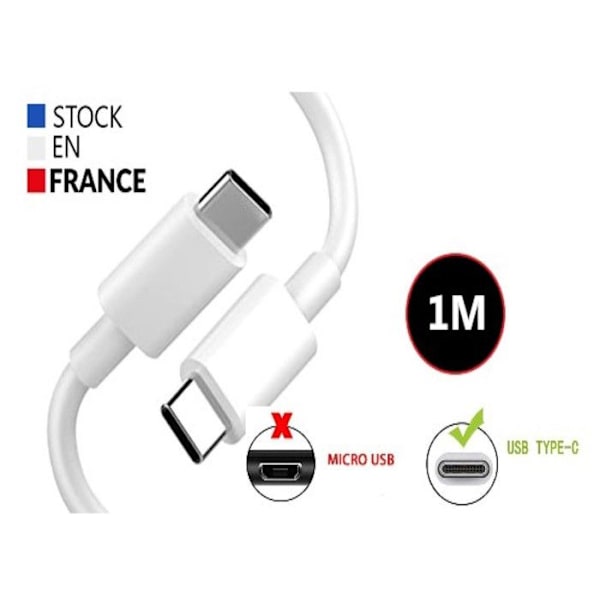 60W USB C til USB C-kabel - 1 meter til Oppo Reno 12 Global, 3.1A PD hurtigopladningskabel