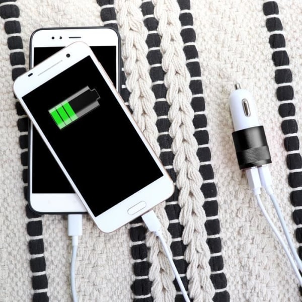 Tändare USB Laddare för Infinix Smart 7 X6517 - Dubbelport Ultra Snabb USB X2 Biltätningsladdare 12-24V - Svart