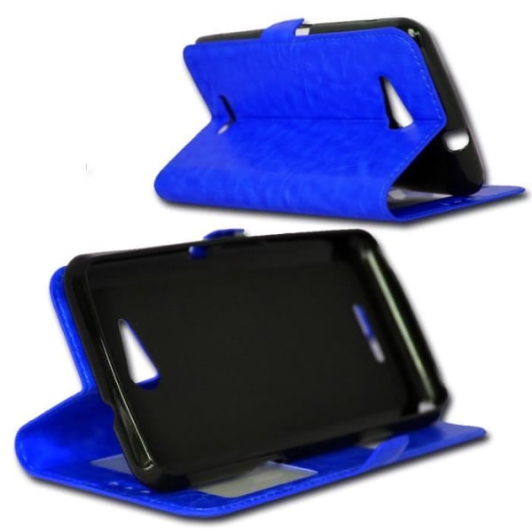 Etui Housse Coque Folio - PH26® - LG K4 - Syntetiskt läder - Magnetisk - Mjuk Blå
