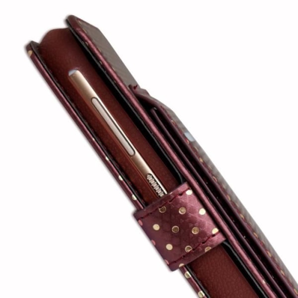 PH26® Brun folio-etui med guldprikker til ZTE Blade A475 i øko-læder med kortholder, spejl og synlige syninger