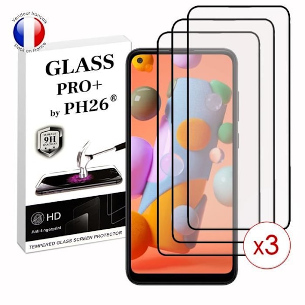 Pack 3 HELA skyddsfilmer för Samsung Galaxy A11 i ultrabeständigt härdat glas (Maximal hårdhet) Vit