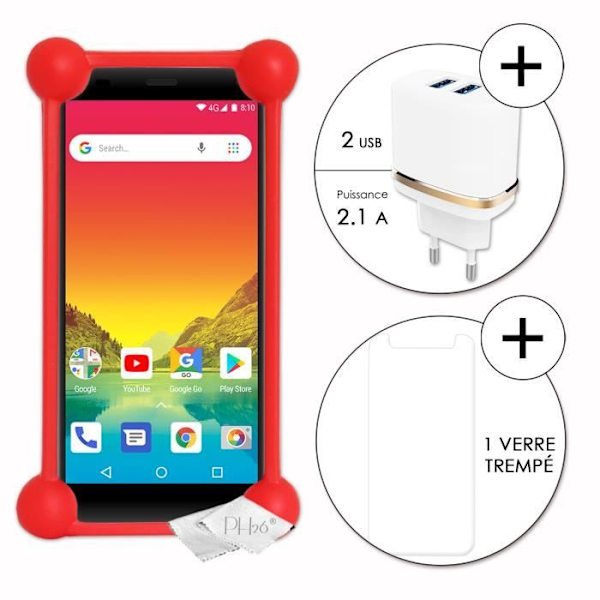 Bumper case - Logicom - Le Hola - Röd - Stötsäker - Silikon - Ultrabeständig Röd