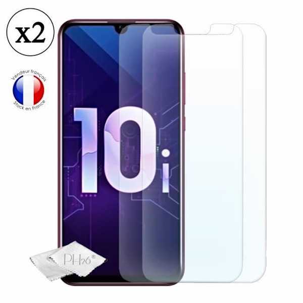 Huawei Honor 10i Pack 2 näytönsuojat erittäin läpinäkyvästä karkaistusta lasista, erittäin kestävä, erittäin ohut, naarmuton,