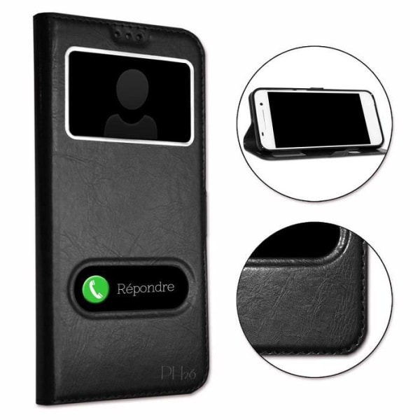 Coque Extra Slim - SVART - Huawei P40 Pro - Ekologisk Läder - Magnetisk Stängning - Synliga Sömmen Svart