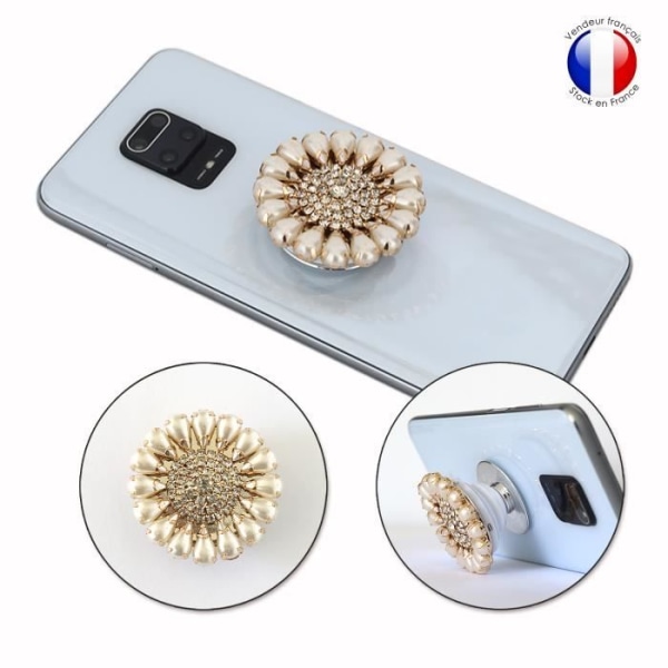 Foldbar mobiltelefonholder til OnePlus Nord N100 Super Diamond Design, Universal Phone Grip - Pearl Beige