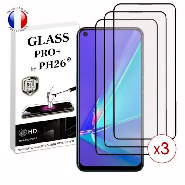 Paket med 3 HELA skyddsfilmer för Oppo A72 i ultrabeständigt härdat glas (maximal hårdhet) Vit