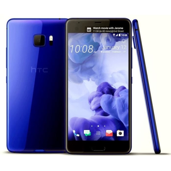 HTC U ULTRA Dedikeret sort foliocover med vinduer i læderstil med synlige syninger fra PH26®