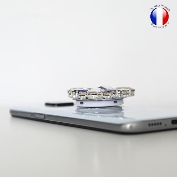 Vikbar mobiltelefonhållare för Haier Titan T5 Super Diamond Design - White & Blue Diamond