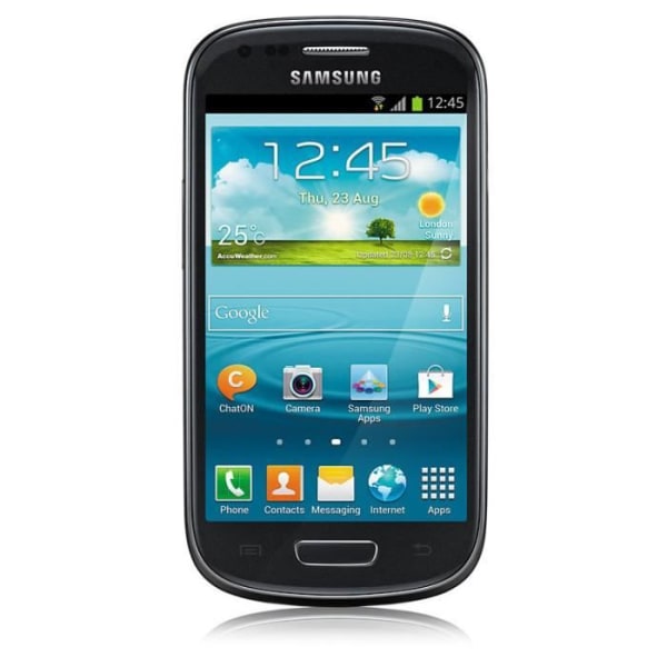 Samsung Galaxy S3 MINI I8190 Dedikerat svart folioskydd med läderliknande fönster med synliga sömmar av PH26®