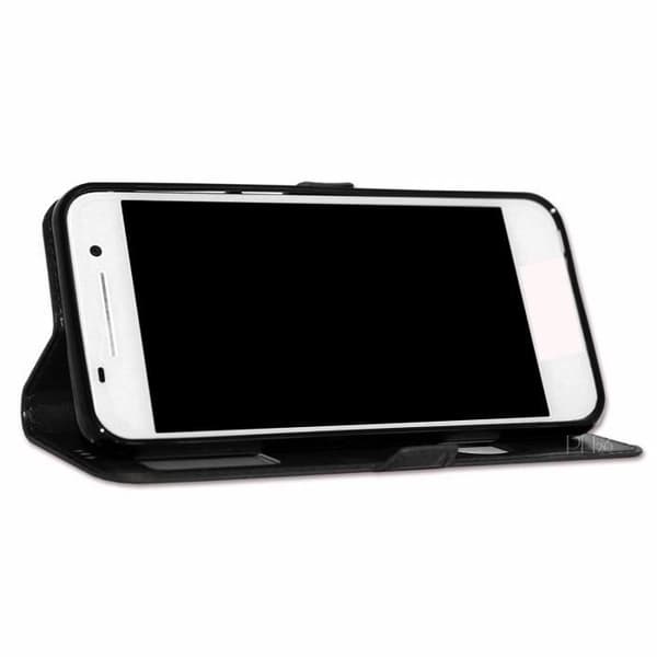 Extra Slim Case - SORT - Samsung Galaxy A20 E A01 - Imiteret læder - Semi-stiv - Magnetisk Svart