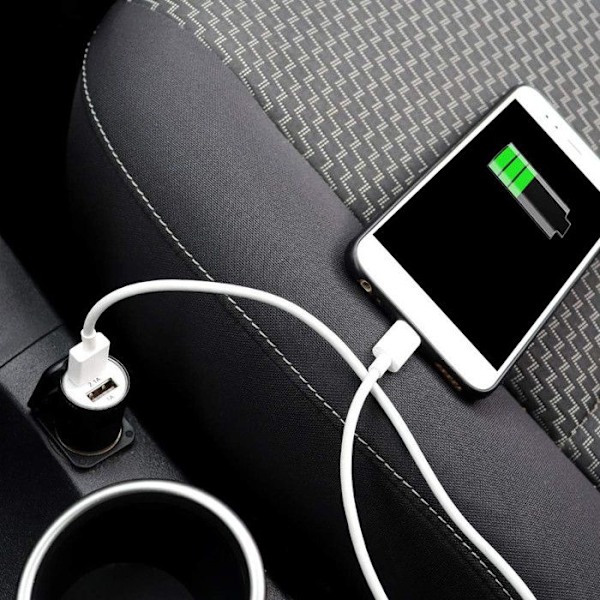 SVART USB Cigarettändare laddare Dubbla portar Ultrasnabb USB X2 billaddare 12/24V för Vivo Y03t