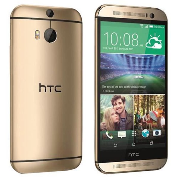 HTC ONE M9+ Dedikeret sort folio case med vinduer i læder-look og synlige stikninger by PH26® Svart