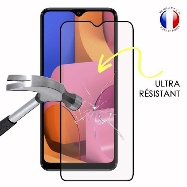 FULL skyddsfilm för Samsung Galaxy A20s i ultrabeständigt härdat glas (maximal hårdhet) Vit