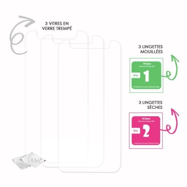 Huawei Y9 (2018) Pack 3 skärmskydd i härdat glas med hög transparens, ultrabeständig (9H hårdhet), ultratunn,