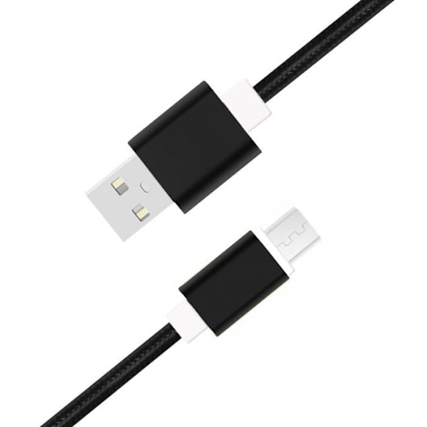 Mikro-USB-kaapeli BLU Studio X10 Plus:lle, punottu nylon nopea synkronointi-tiedonsiirto - MUSTA Svart