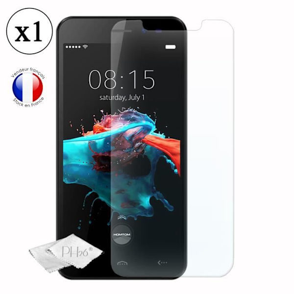 Homtom HT16S Skærmbeskytter i hærdet glas med høj gennemsigtighed, ultra resistent, ultra slank, anti-mærker, nem installation