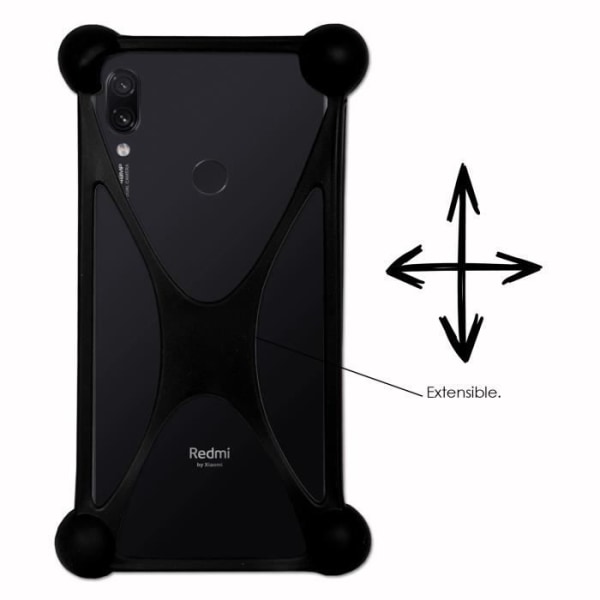 Super Pack musta iskunkestävä puskurikotelo laadukkaasta silikonista Xiaomi Redmi Note 7:lle 1 kovuuden suojaavalla karkaistulla lasilla