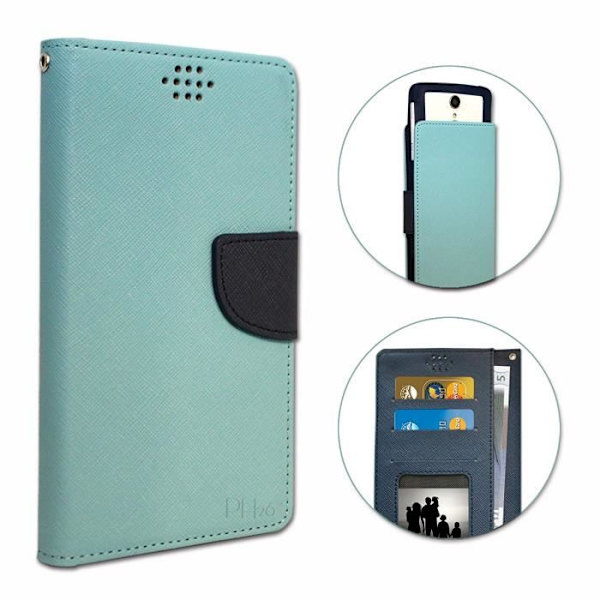 Sky Blue tekstureret læder folio etui med kortholder og synlige syninger, kompatibel med Nokia 6.2 Himmelsblå