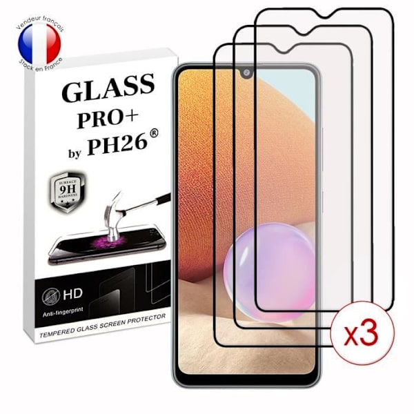 Paket med 3 HELA skyddsfilmer för Samsung Galaxy A32 i ultrabeständigt härdat glas (maximal hårdhet) Vit
