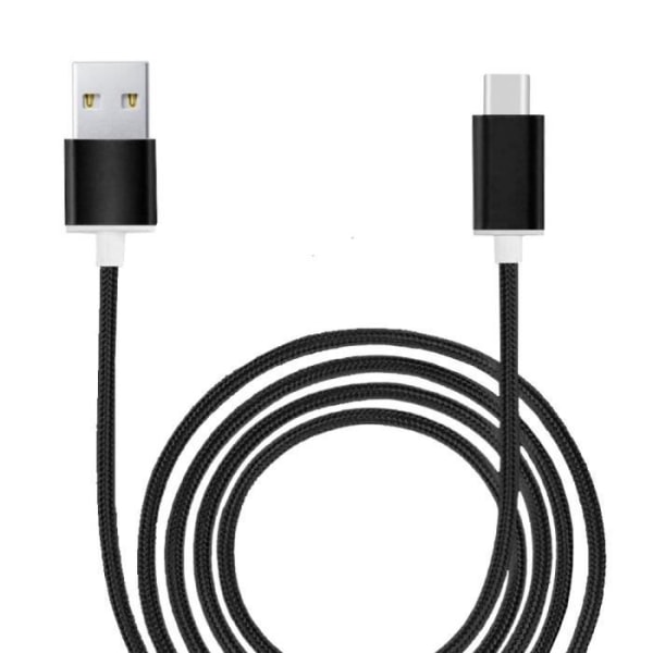 Typ C-kabel för UMIDIGI Power 7 Max i nylon flätad snabb synk-dataöverföring - SVART Svart