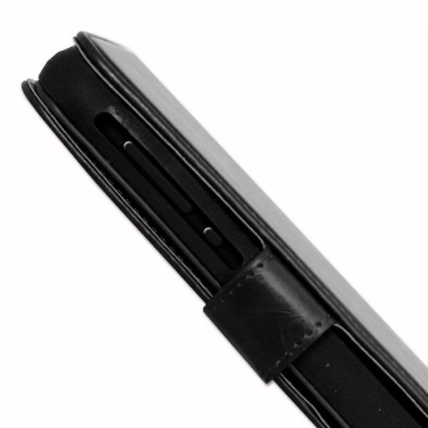 Etui hölster folio för Doopro C1 i plånboksformat i svart ekoläder med dubbelt inre kortfack, stängning.