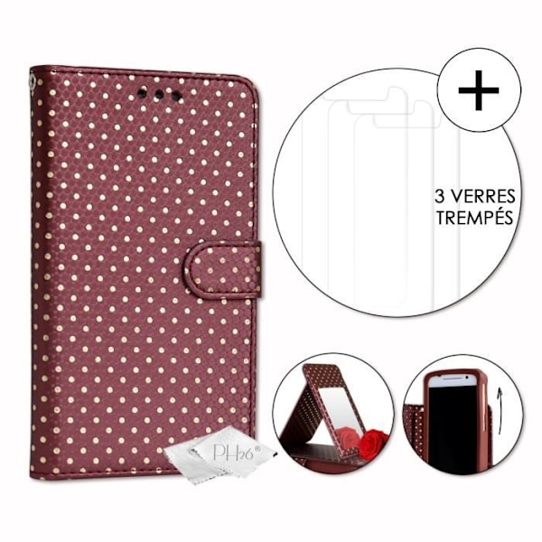 Housse folio - PH26® - Super Pack - Ekoplastmassa Brun - Inbyggd spegel - Kortfack kastanj