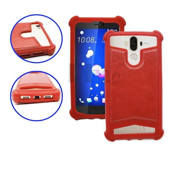 Alcatel One Touch Idol 2 Mini Rød læder-stil bagkasse med anti-shock gel silikone konturer fra PH26®