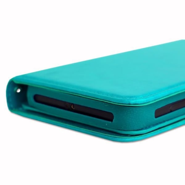 Foliofodral till Motorola Moto E20 plånboksformat i ekoläder med dubbel invändig korthållarflik - TURQUOISE BLUE Blå