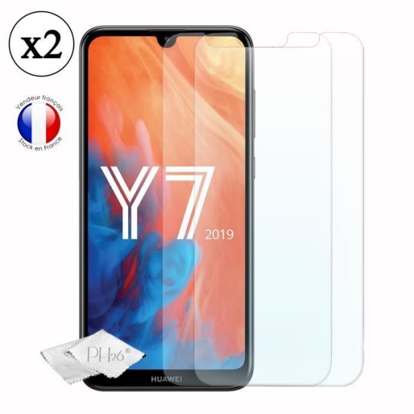 Super Pack til Huawei Y7 2019 Bagcover i læderstil med anti-shock gel silikonekonturer + 2 skærmbeskyttelsesfilm