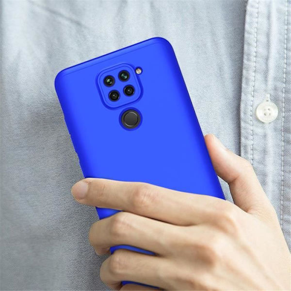 Asus Xiaomi Redmi Note 9-fodral，fodral + härdat glas 360 graders skydd Hård PC Bumper- Blå Blå
