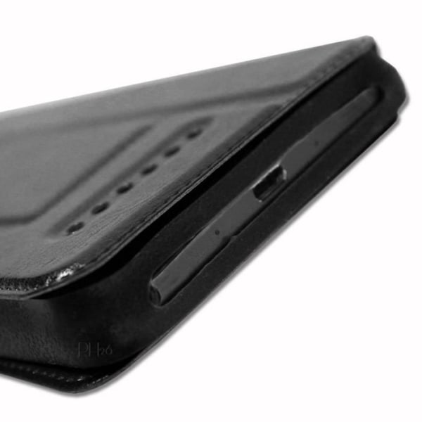 Super Pack-fodral för HTC U11 EYEs Extra Slim 2 Eco-läderfönster + 2 högtransparens skyddsglasögon SVART