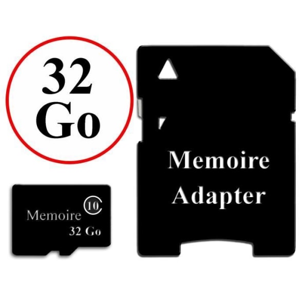 Minneskort i Micro-SD-format 32 GB klass 10 + Adapter för Huawei Y635 Dual Sim by PH26®