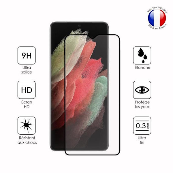 Paket med 2 HELA skyddsfilmer för Samsung Galaxy S21 Ultra i ultrabeständigt härdat glas (maximal hårdhet) Vit