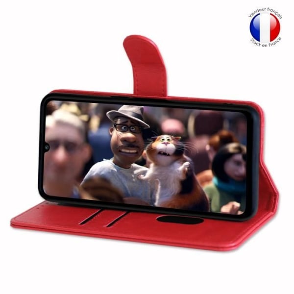 Plånboksfodral - Huawei - Y6P - Krossat läder - Magnetisk - Videostöd Röd