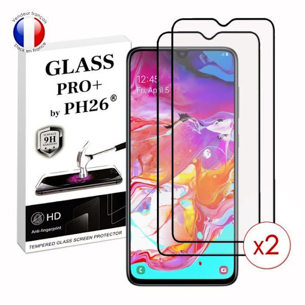 Paket med 2 HELA skyddsfilmer för Samsung Galaxy A70 i ultrabeständigt härdat glas (maximal hårdhet) Vit