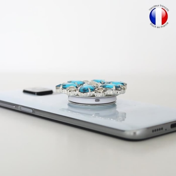 Taitettava matkapuhelinteline Realme 5s Super Diamond Designille - turkoosi & valkoinen timantti Turkos