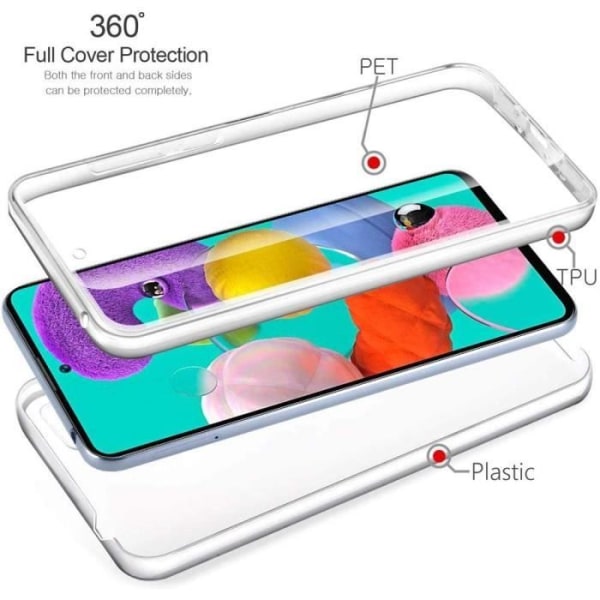 Etui til Samsung Galaxy A31, 【2019 opgraderet version】 360 graders gennemsigtig TPU etui Blødt silikone for- og bagpå hård pc