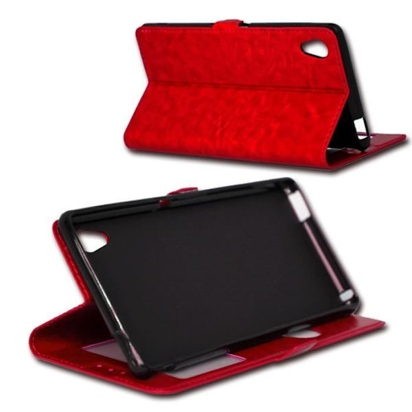 Rød Folio Cover Case til HTC 630 By Ph26®