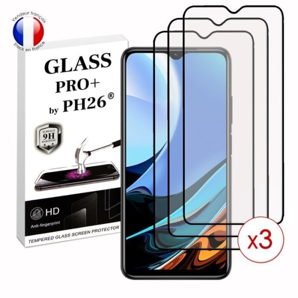 Pack 3 HELA skyddsfilmer för Xiaomi Redmi 9T i ultrabeständigt härdat glas (Maximal hårdhet) Vit