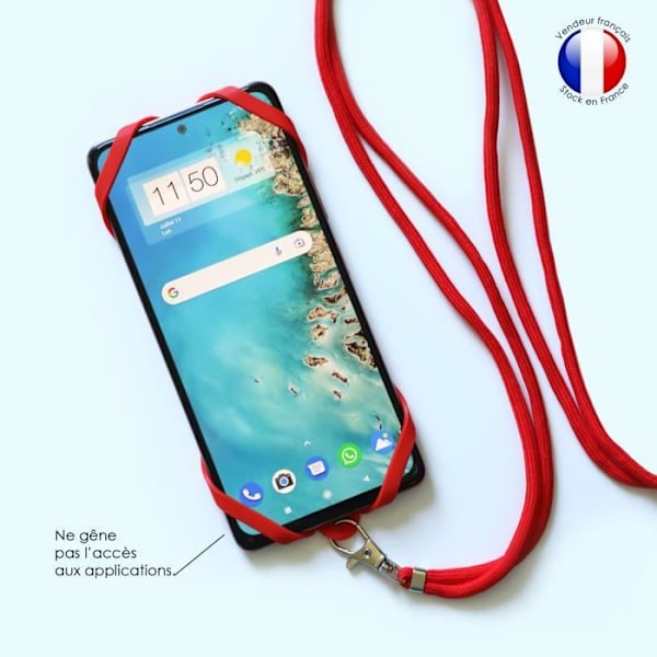Samsung Galaxy J5 (2016) -yhteensopiva silikonijohtokotelo iskunkestävällä säädettävällä kaulahihnalla - PUNAINEN