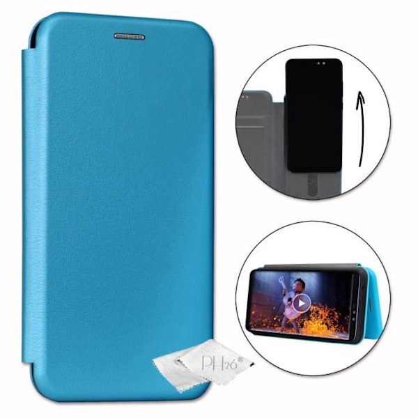 Etui housse folio - PH26® - Blu A5 Energy - Ekologinen nahka, kuvioitu - Iskunvaimennus - Nopea asennus Blå